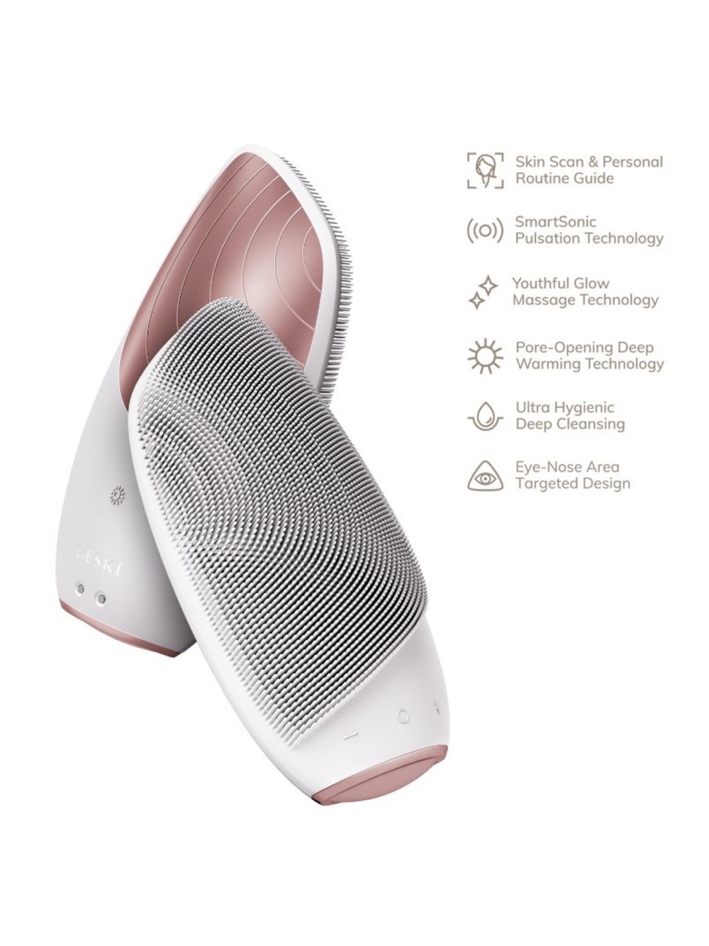 GESKE SmartAppGuided Sonic Thermo Facial Brush 6-in-1 Gray Rose Gold